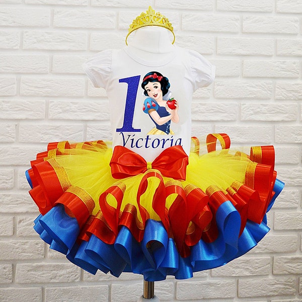 Snow Whit Princess Birthday tutu outfit, Custom Snow White birthday tutu set, Princess Themed birthday party tutu dress