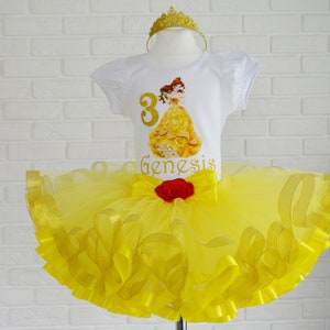 Princess Belle Birthday Tutu Outfit: Beauty and the Beast Party Dress
