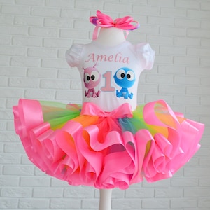GooGoo GaaGaa 1st Birthday Tutu Outfit: Rainbow Baby First TV Party