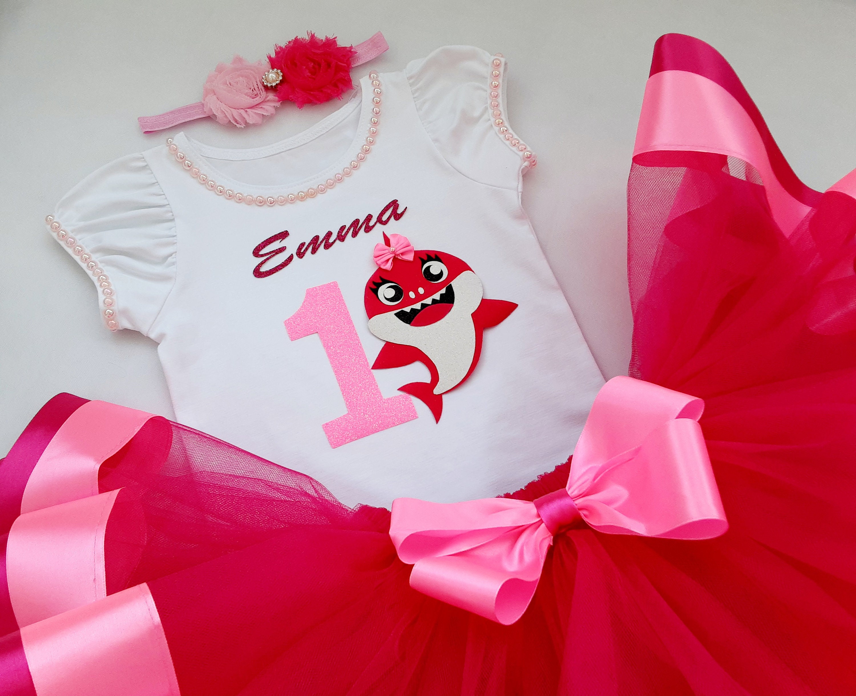 Baby Shark Birthday tutu outfit Pink Shark tutu set birthday Etsy