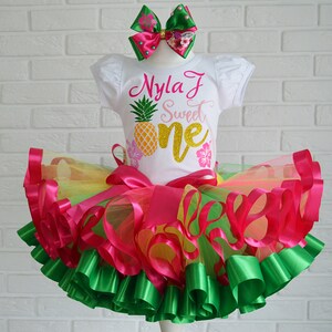 Pineapple Luau 1st Birthday Tutu Outfit: Personalized Hawaiian Dress