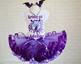 Vampirina Costume or Birthday Tutu set, Vampirina Birthday tutu outfit, Vampirina Halloween costume, Vampirina inspired Purple Party outfit