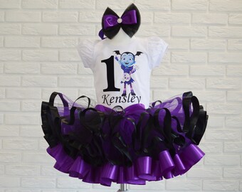 Vampirina Purple Birthday Tutu set, Vampirina smash cake outfit, Vampirina Halloween costume, Vampirina inspired Purple Party outfit