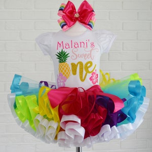 Tropical Pineapple First Birthday Outfit: Tutu Set & Headband
