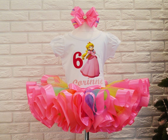Princess Peach Birthday Outfit, Rainbow Princess Peach Birthday Party  Costume 