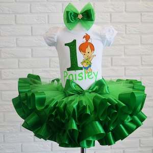 Pebbles Birthday tutu outfit, Girls pebbles birthday tutu set, Pebbles 1st birthday party dress, Pebbles Halloween costume cake smash