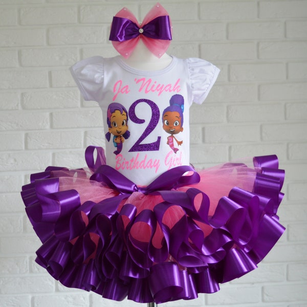 Bubble Guppies birthday Party Tutu outfit, Guppies Oona and Zooli Themed birthday tutu set