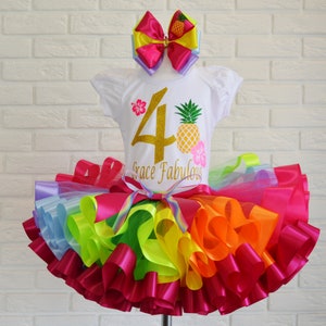 Pineapple Birthday Tutu Outfit: Luau Cake Smash Set