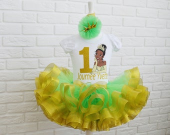 Details about   Tiana Shirt NAME Birthday Party 5th 5 Personalized Green Tutu Dress Princess 