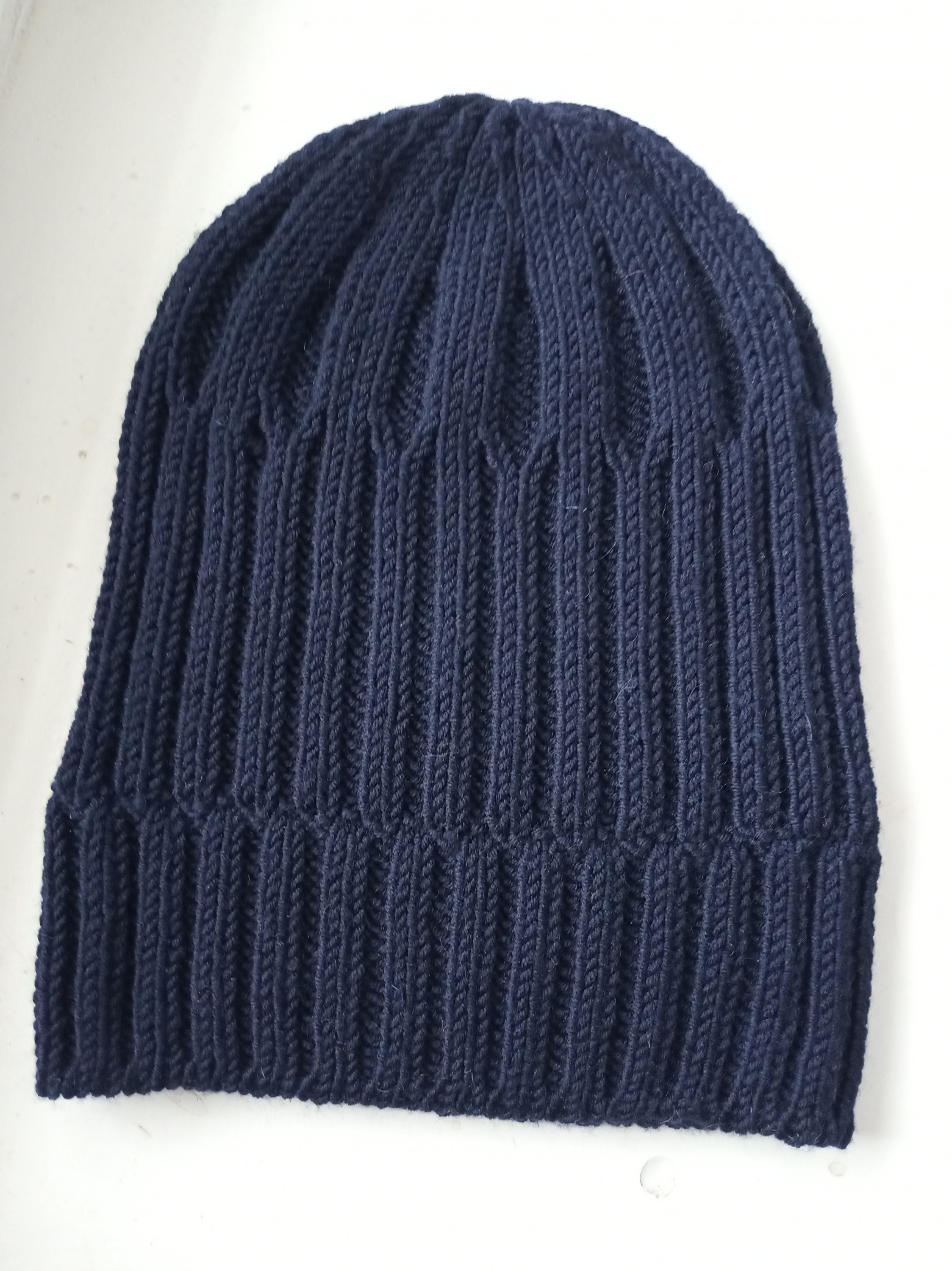 Knit cuffed beanie Blue cuffed beanie merino wool Foldover Etsy