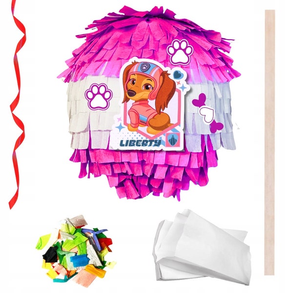 PINIATA Liberty Paw Patrol 90 CM Stick Confettis Sachets Bonbons Rubans