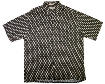Vintage 90s Campia Moda Rayon Geometric Button Up Shirt XL All Over Print Sopranos