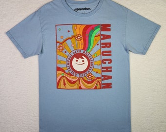 Camiseta Maruchan Ramen azul pequeña, recuerdos de comida japonesa, unisex, cuello redondo