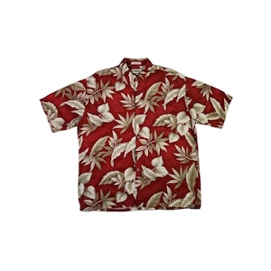 Vintage Blumen Hawaiihemd: XL, Rot - Campia Moda Herren Kurzarmhemd, Button Up, 90s Ästhetik, Tropischer Urlaub, Strandresort, Retro
