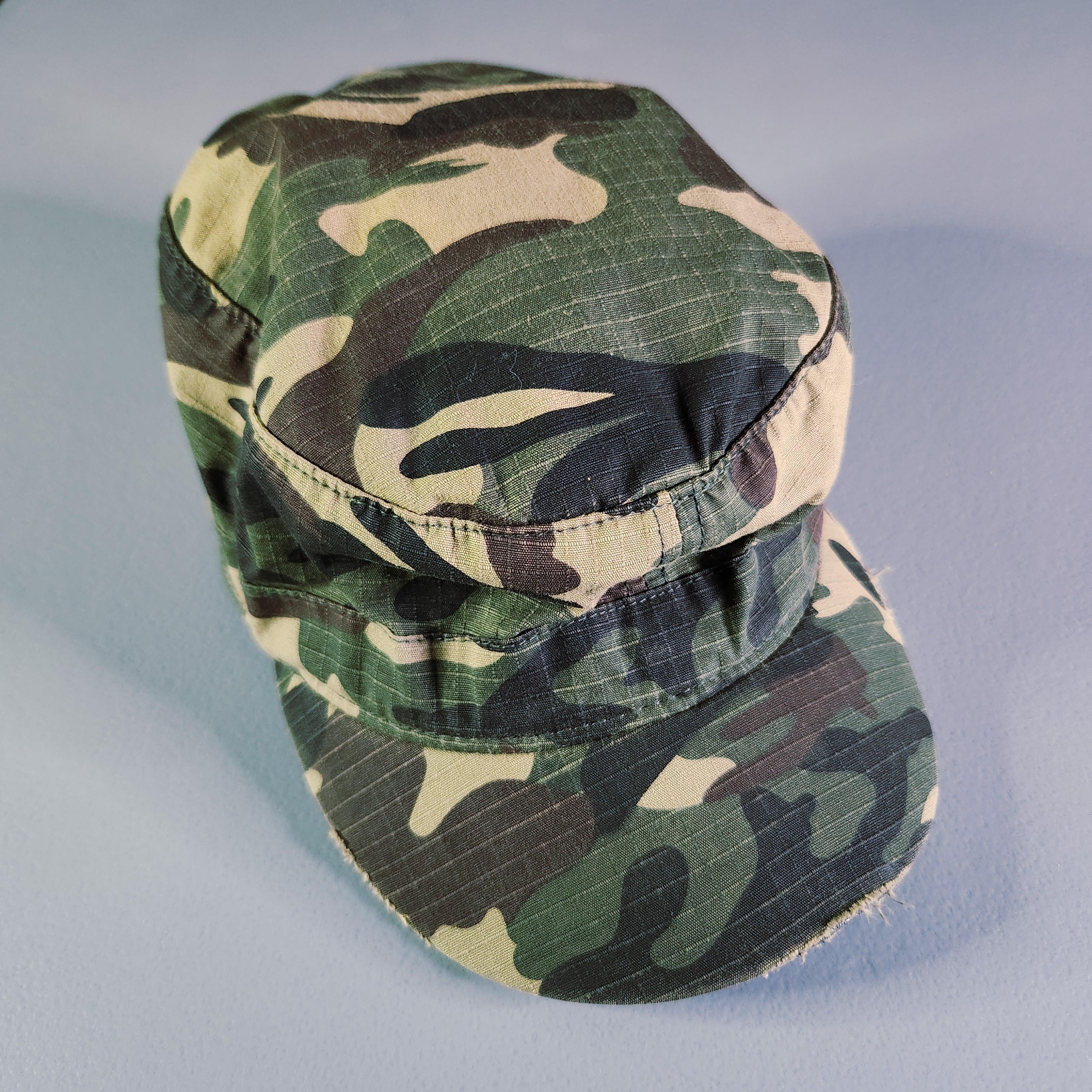 Vintage Y2K Peter Grimm Army Green Cadet Cap Camo Military Hat Size S KBK-1464 BLK S Cadet Army Military Fitted Botton Cap Basic  main image 3