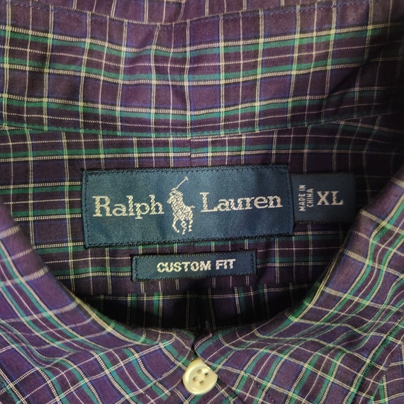 VINTAGE Polo Ralph Lauren Shirt XL Purple Green P… - image 7