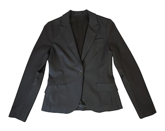 Theory Tailored Wool Blazer Womens 6 Brown Notch Lapel Made In USA Quiet Luxury