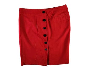 Falda tubo Ralph Lauren vintage para mujer, talla 10, color rojo, cintura alta, largo hasta la rodilla