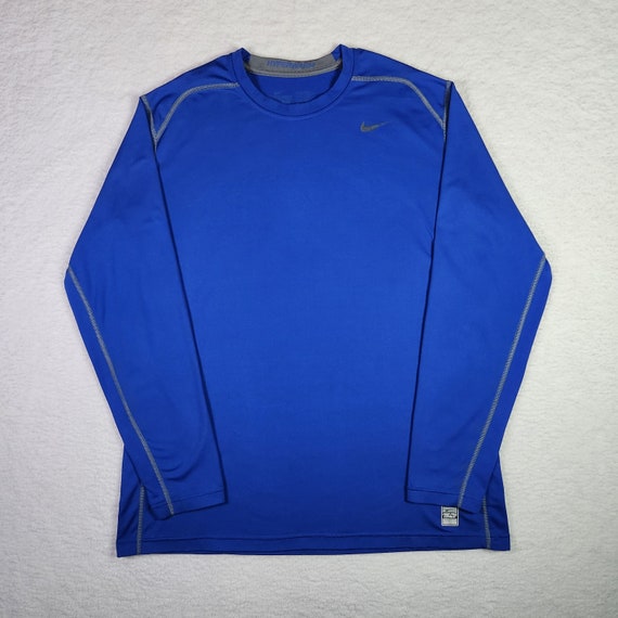 VINTAGE Nike Pro Combat Shirt XXL Blue Fitted Training Long Sleeve Activewear Etsy