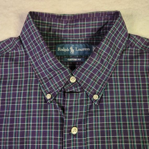 VINTAGE Polo Ralph Lauren Shirt XL Purple Green P… - image 4