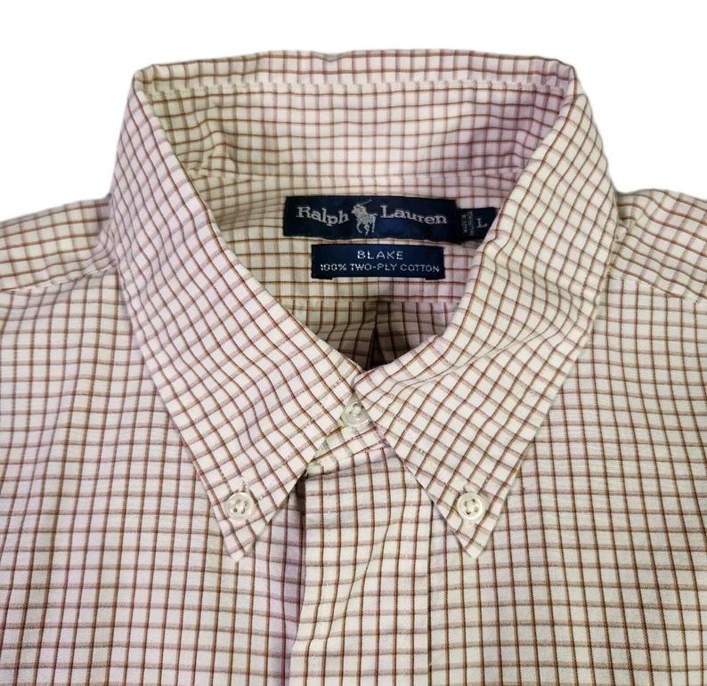 Vintage 90s Polo Ralph Lauren Blue Label Small Pony Blake Shirt Large Tattersall Check image 2