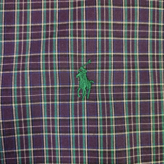 VINTAGE Polo Ralph Lauren Shirt XL Purple Green P… - image 5