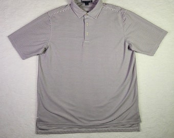 Polo de golf Chase Edward XL violet à rayures blanches vêtements de sport tennis homme