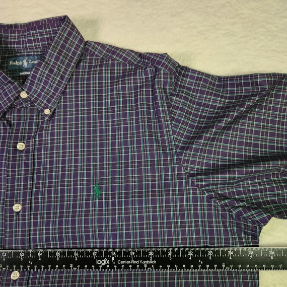 VINTAGE Polo Ralph Lauren Shirt XL Purple Green P… - image 8