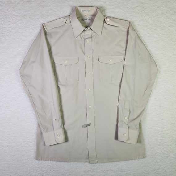 Christian Dior Shirt VINTAGE Medium Beige Safari Casual Long 
