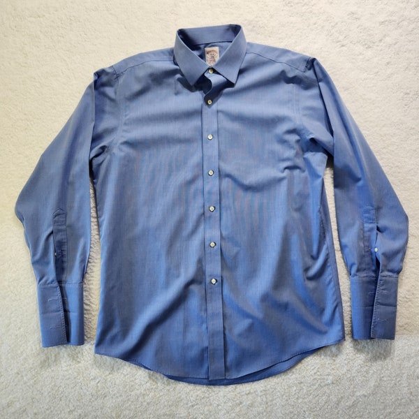 Brooks Brothers French Cuff Dress Shirt 16-34 Blue Long Sleeve Button-up