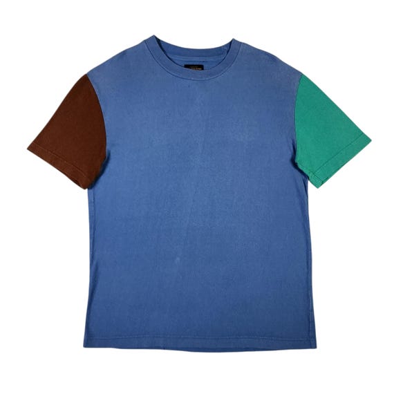 Vintage 90s Colorblock T-shirt Medium Tri-Color Unisex Crew Neck Tee