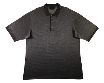 Vintage 90er Jahre Bobby Jones Micro Jacquard Strickpolo XXL Bestickt Made In Italy