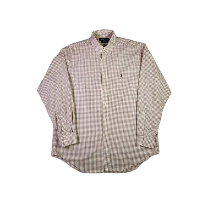 Vintage 90s Polo Ralph Lauren Blue Label Small Pony Blake Shirt Large Tattersall Check image 1
