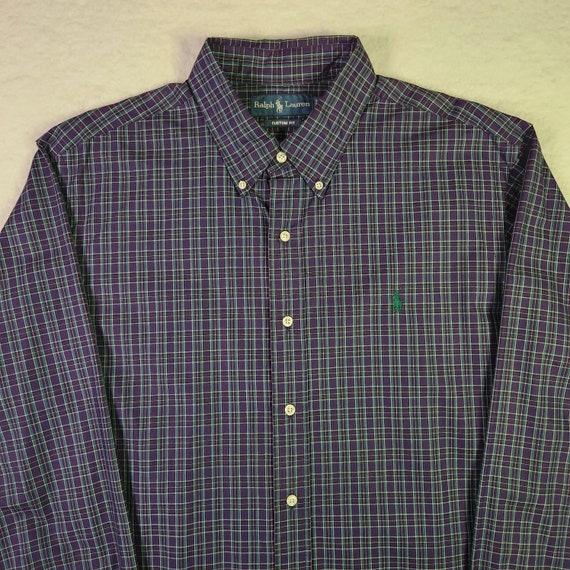 VINTAGE Polo Ralph Lauren Shirt XL Purple Green P… - image 2