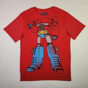 Transformers Optimus Prime VINTAGE T-shirt mediumrood cartoon uniseks T-shirt met ronde hals
