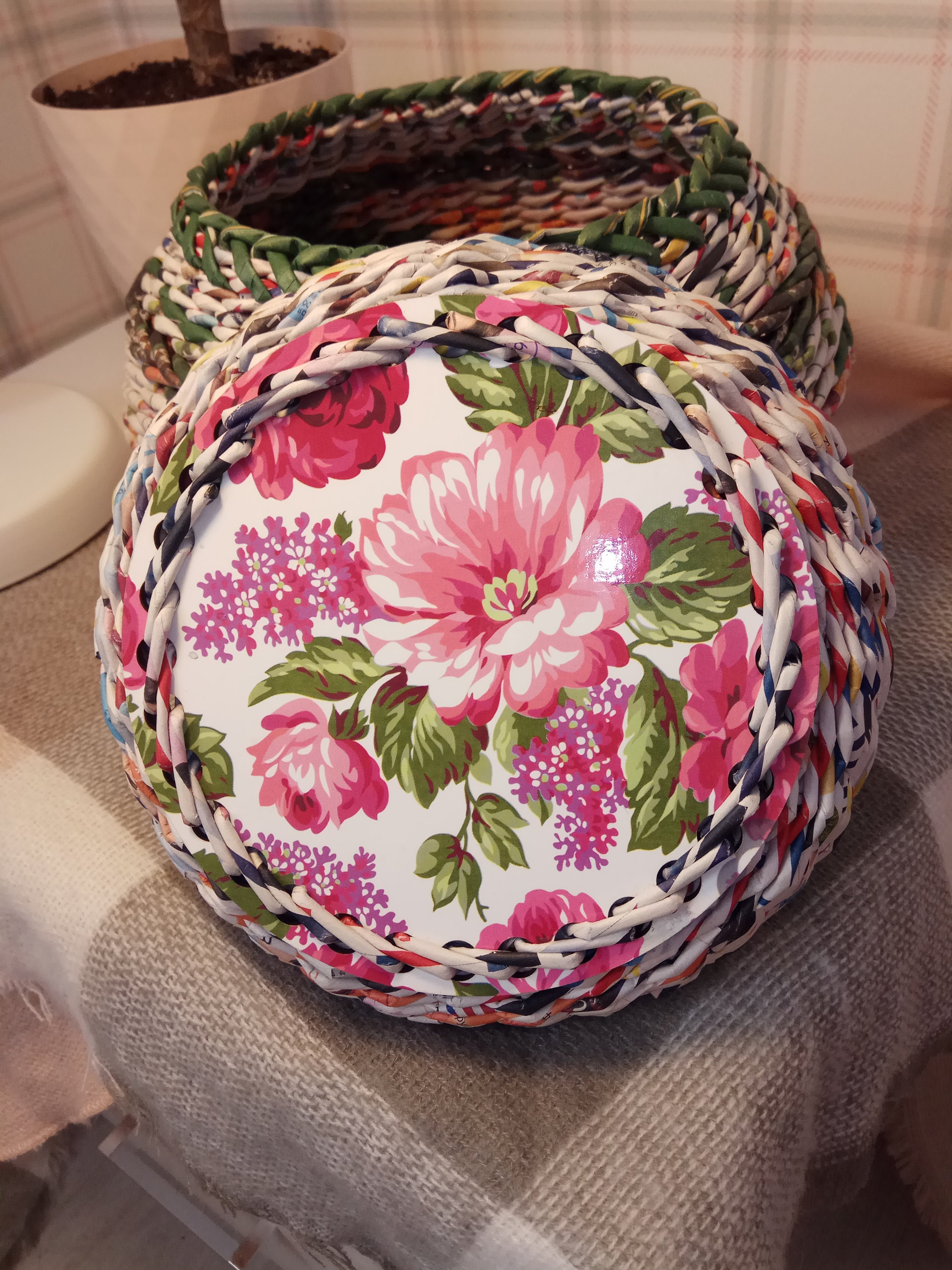 Wicker Platte Korbkorb Korb Papier Produkt | Etsy