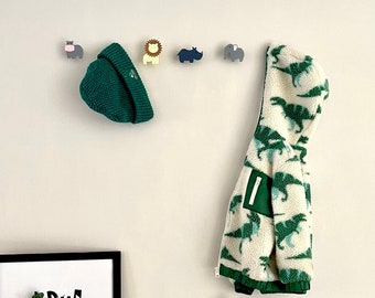 Ganci da parete Safari, decorazioni per la camera da letto con animali, ganci da parete con animali, decorazioni per la cameretta Safari, camera da letto per bambini, tema cameretta Safari per bambini, cappotto Safari