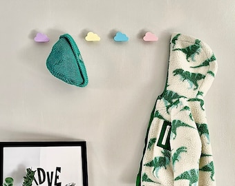Cloud Wall Hooks, Cloud Nursery Decor, Cloud Coat Hook, Cloud Wall Pegs, Girls Nursery Accessories, Cloud Theme Nursery Decor
