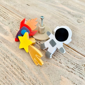 Space Drawer Handles, Space Bedroom Decor, Space Drawer Knobs, Space Wardrobe Handles, Childrens Bedroom, Kids Space Theme Nursery Decor