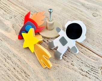 Space Drawer Handles, Space Bedroom Decor, Space Drawer Knobs, Space Wardrobe Handles, Childrens Bedroom, Kids Space Theme Nursery Decor