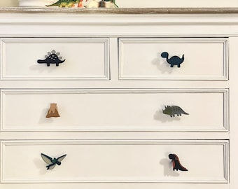 Poignées de tiroir de dinosaure, décoration de chambre de dinosaure, boutons de tiroir de dinosaure, poignées de garde-robe de dinosaure, cadeau de chambre de dinosaure, boutons de tiroir d'enfants