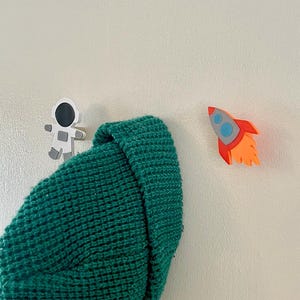 Space Wall Hooks, Space Bedroom Decor, Space Wall Pegs, Space Themed Room, Childrens Bedroom, Kids Space Bedroom Gift, Space, Rocket Wall