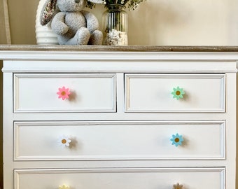 Daisy Flower Drawer Handles, Flower Bedroom Decor, Flower Drawer Knobs, Flower Wardrobe Handles, Girls Nursery Accessories, Flower Nursery