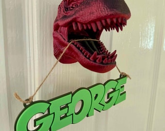 Dinosaur Theme Wall Sign, Kids Custom Name, Playroom Sign, Kids Door Sign, Dinosaur Bedroom Decor, Name Plaque, Wall Hanging Personalised