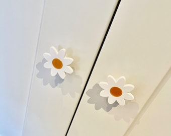 Grandes poignées de garde-robe fleurs marguerites, décoration de chambre à coucher fleurs, poignées fleurs, poignées de garde-robe fleurs, cadeau de chambre à fleurs fleurs, boutons de tiroir pour enfants