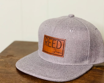 Two Name Hat Toddler Hat Made with REAL LEATHER - Personalize it with your Childs&#39;s name! Infant and Toddler Sizes