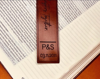 Leather 3rd Anniversary Bookmark, Custom Engraved Gift