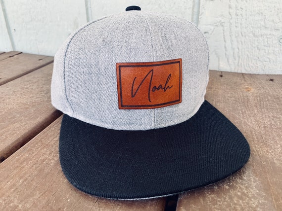 Personalized Kids Leather-Patch Hat – Custom Name Toddler/Infant Youth Hat – Baby Shower Gift