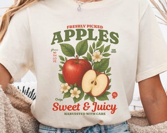 Vintage Fruit Shirt, Vintage Apple Shirt, Fresh Fruit Tee, Retro