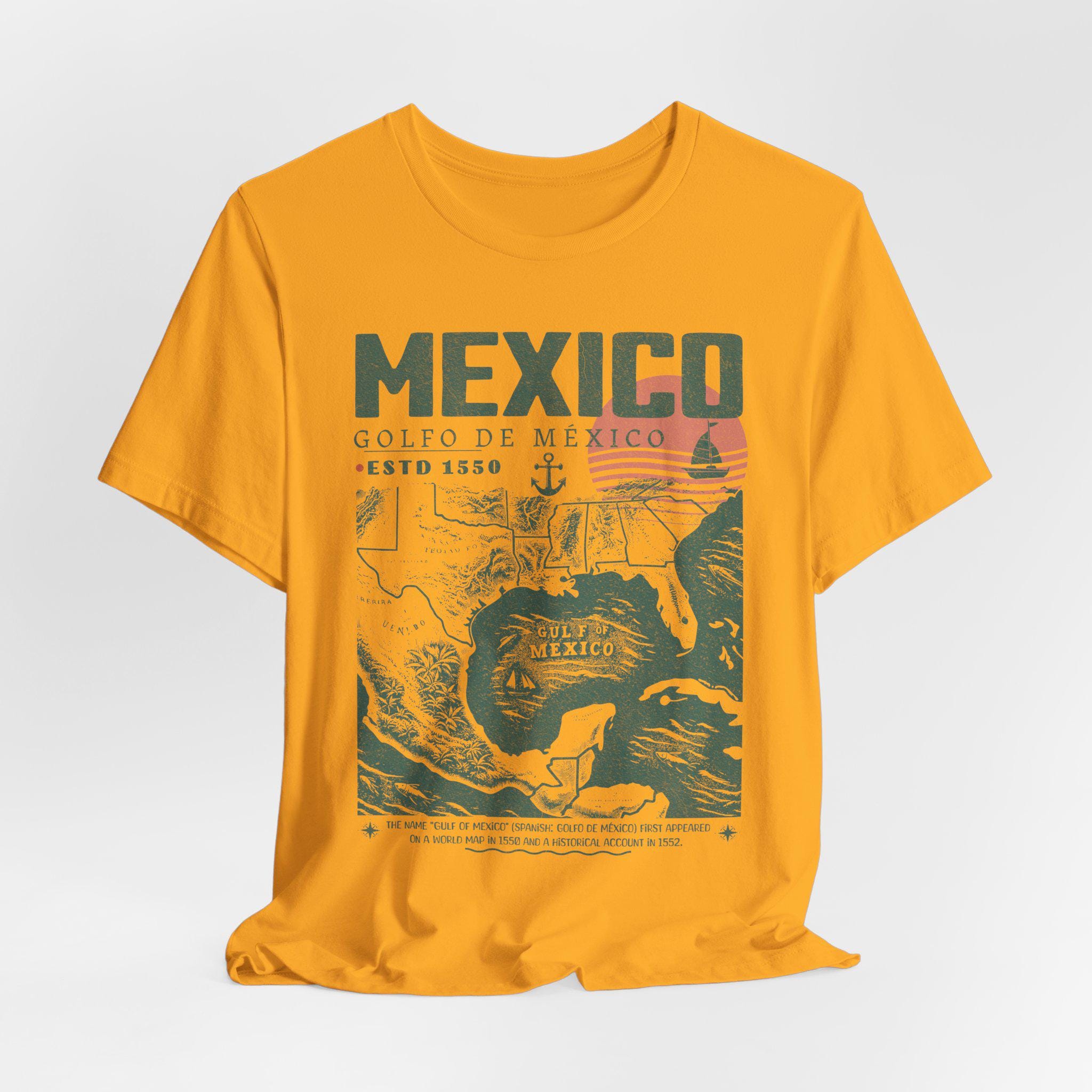 メキシコ湾シャツ、Golfo de México 1550 レトロヴィンテージアートT 